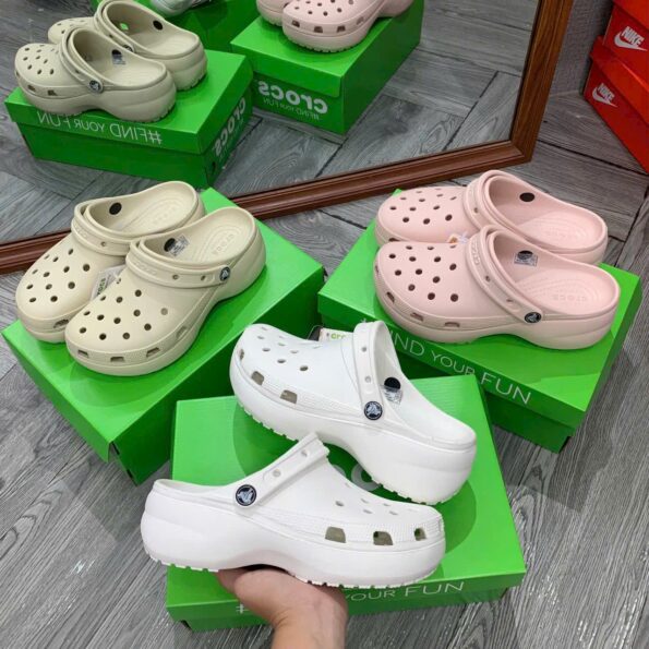 Bộ sưu tập Crocs Classic Clog đế cao 5cm, đủ màu, hàng chuẩn Auth 99%, phù hợp nam nữ.